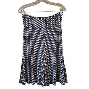 Max Studio Womens Slinky Skirt Size S Geometric Pleated Swing Stretch Blue White